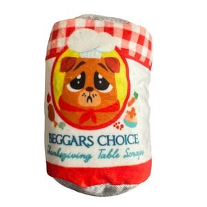 Bark Beggars Choice Thanksgiving Table Scraps Plush Squeaky Dog Toy Can